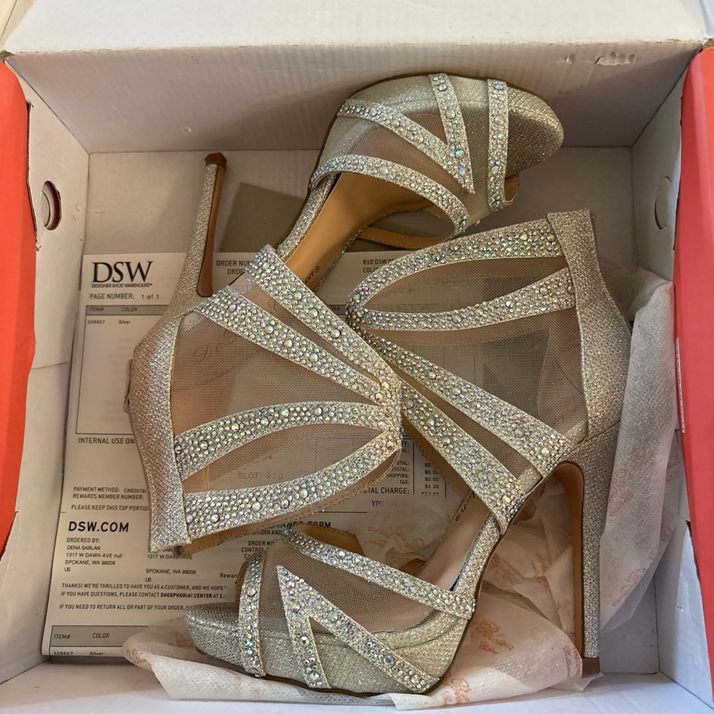 Sparkly silver formal heels